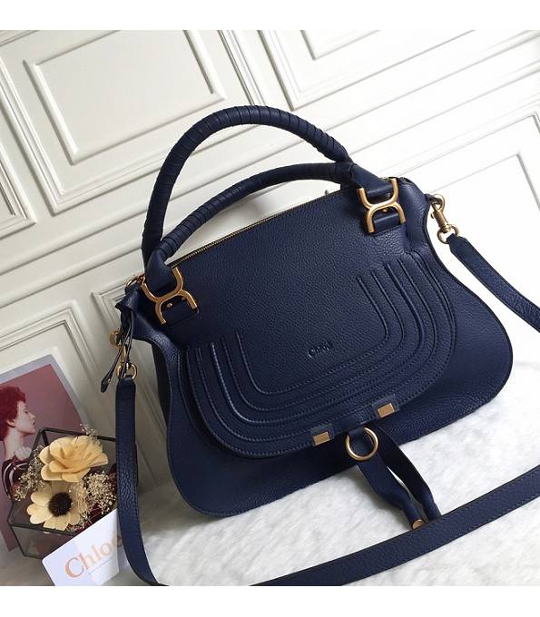 Chloe Marcie Dark Blue Original Calfskin Leather Handbag