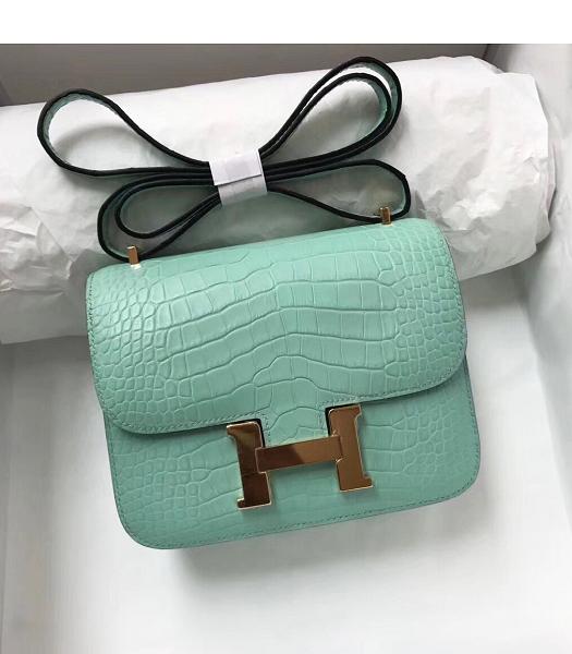 Hermes Constance 18cm Mini Bag Lake Green Real Croc Leather Golden Metal