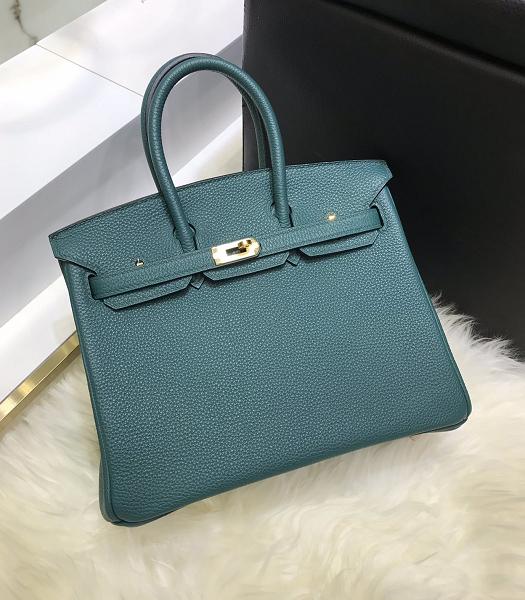 Hermes Birkin 25cm Lake Green Imported Togo Imported Leather Golden Metal Top Handle Bag