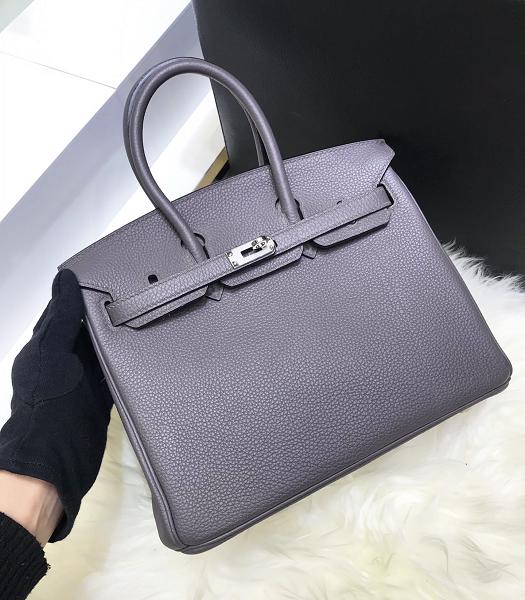 Hermes Birkin 25cm Grey Imported Togo Imported Leather Silver Metal Top Handle Bag