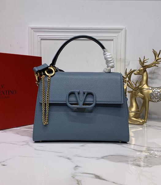 Valentino Garavani Vsling Grey Palm Veins Calfskin Leather Tote Bag