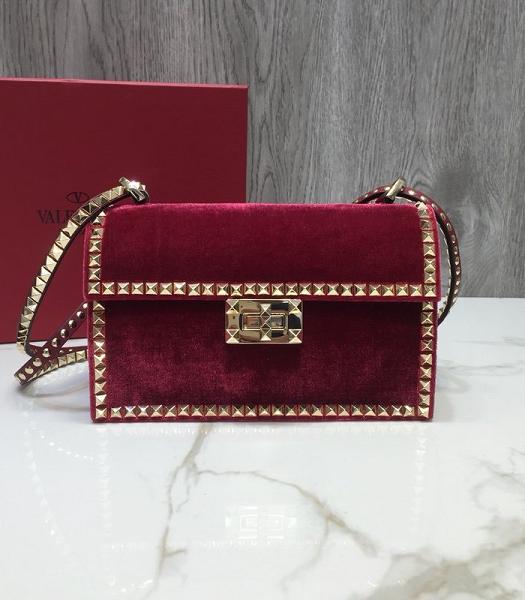 Valentino Original Velvet Leather Garavani Rockstud No Limit Bag Fuchsia