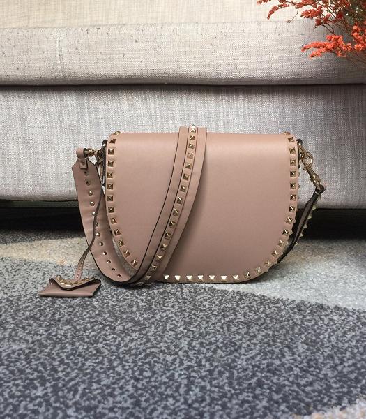 Valentino Rockstud Grainy Nude Pink Imported Upper Calfskin Leather Crossbody Bag