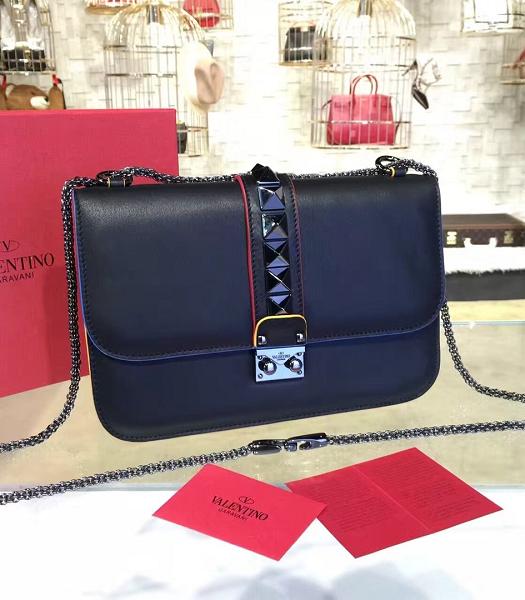 Valentino Sapphire Blue Original Plain Calfskin Leather 27cm Shoulder Bag