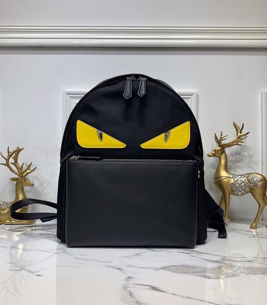 Fendi Yellow Eye Nyon With Black Calfskin Leather Backpack