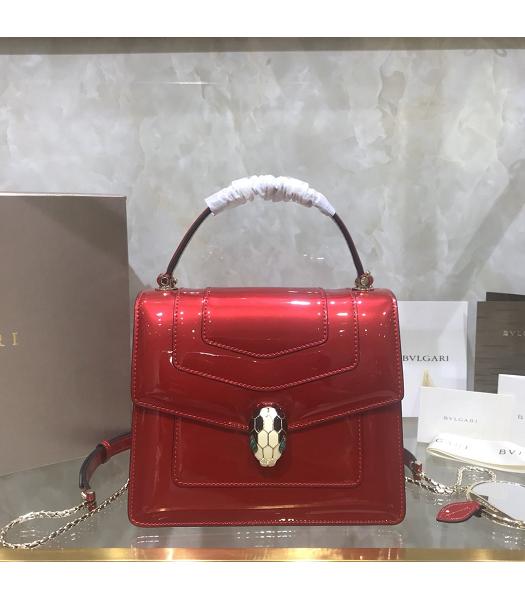 Bvlgari Original Patent Leather 20cm Mini Tote Bag Red