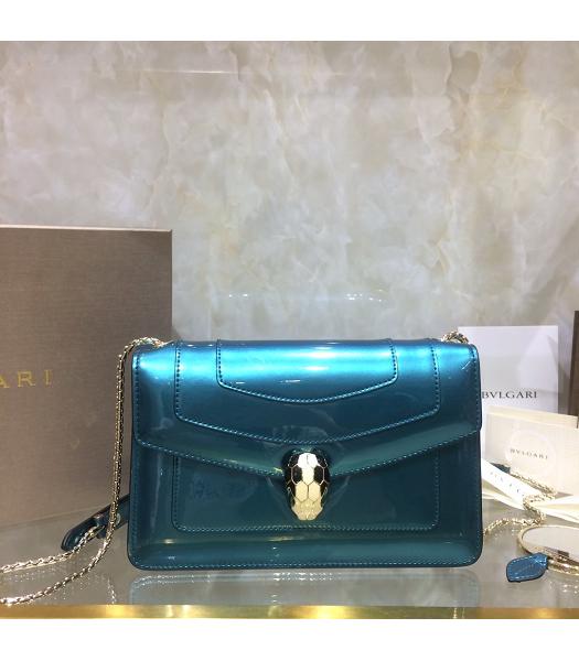 Bvlgari Original Patent Leather 22cm Chains Bag Blue