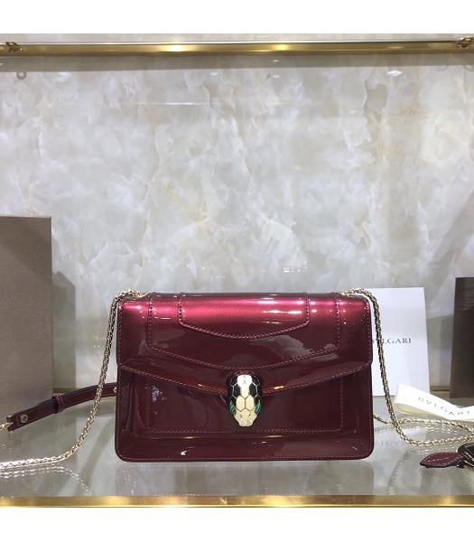 Bvlgari Original Patent Leather 22cm Chains Bag Wine Red