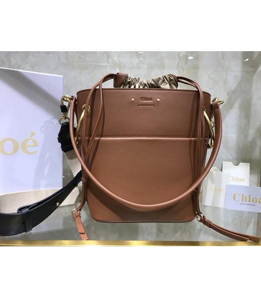 Chloe Original Leather 20cm Mini Roy Bucket Bag Brown