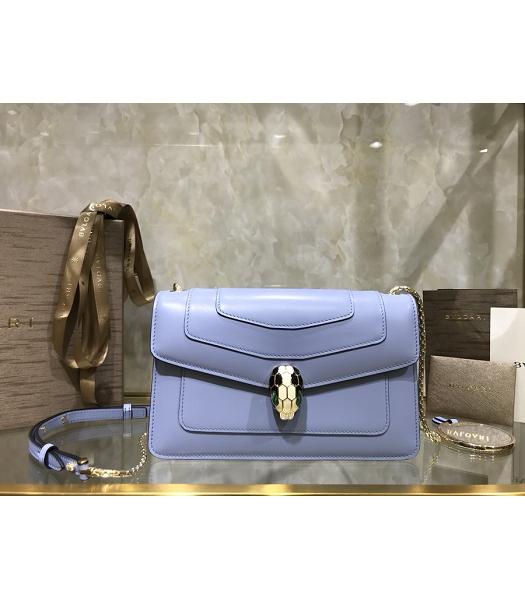 Bvlgari Original Leather Serpenti Forever 22cm Bag Blue