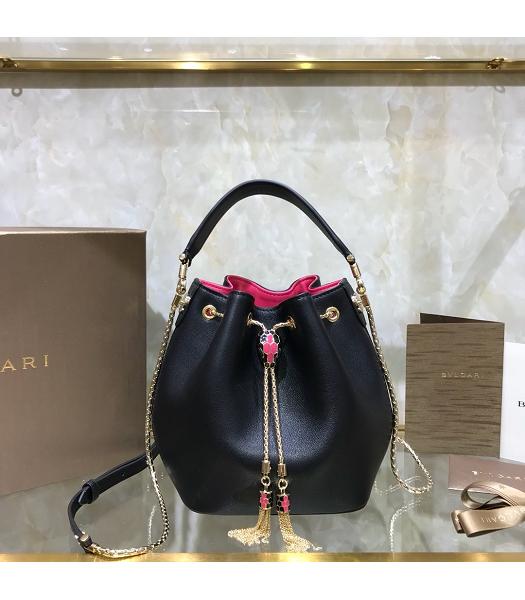 Bvlgari Original Leather Bucket Bag Black