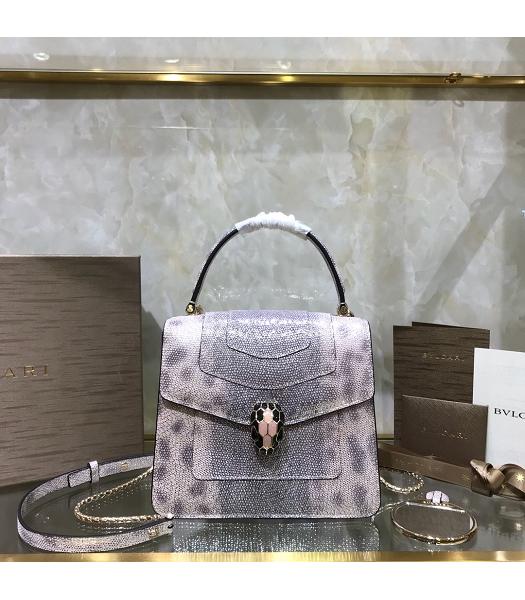 Bvlgari Real Python Leather Serpenti Forever 20cm Mini Tote Bag Silver