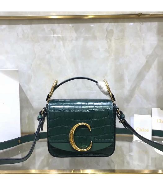 Chloe Original Leather Croc Veins Mini Bag Green