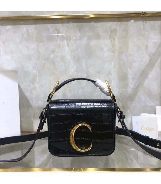 Chloe Original Leather Croc Veins Mini Bag Black