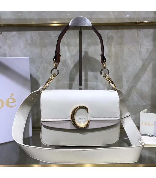 Chloe Original Calfskin Leather 24cm Shoulder Bag White