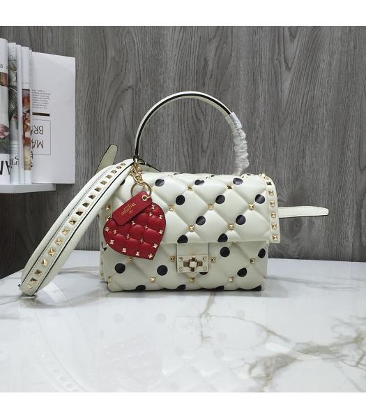 Valentino White Original Leather Tote Bag Golden Rivets