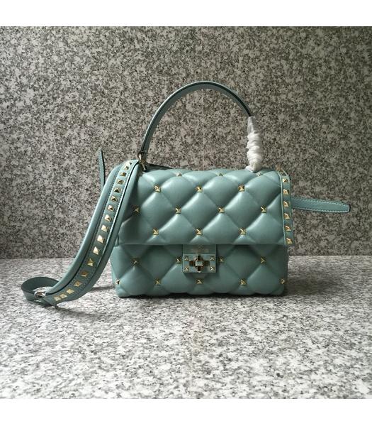 Valentino Blue Original Leather Tote Bag Golden Rivets