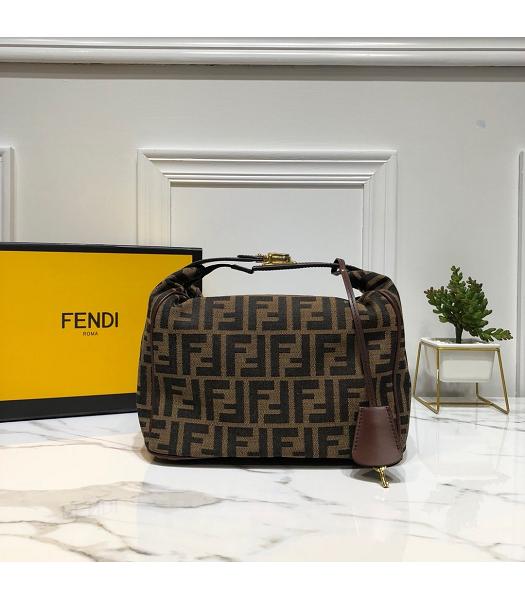 Fendi With Original Calfskin Leather Vintage Shoulder Bag Brown