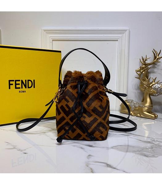 Fendi Original Calfskin Leather MON TRESOR Bag Brown