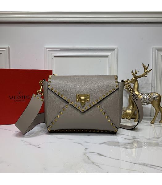 Valentino Original Calfskin Garavani Rockstud Hype Bag Grey