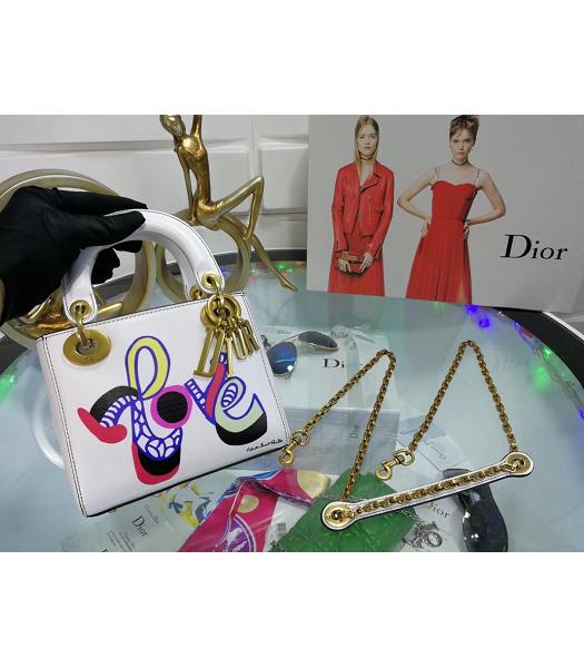 Christian Dior Original Calfskin Lady Small Tote Bag White