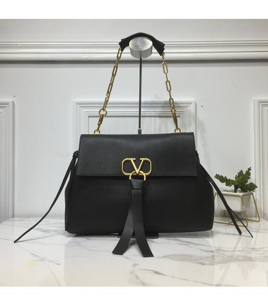 Valentino Original Calfskin Garavani Vring 29cm Shoulder Bag Black