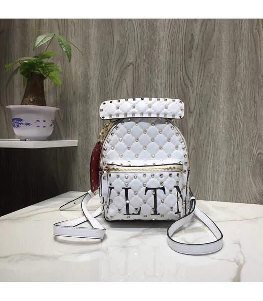 Valentino Original Garavani Rockstud Spike VLTN Mini Backpack White