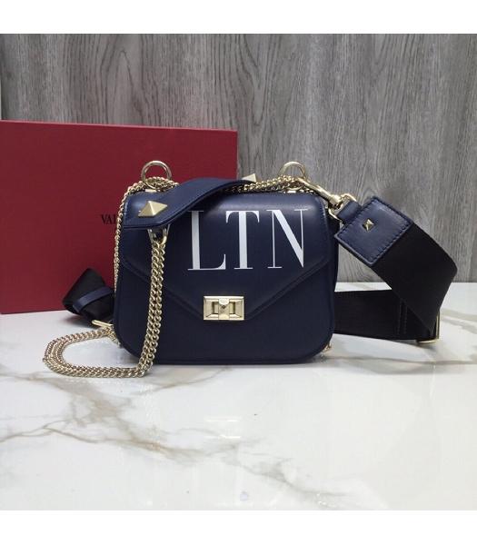 Valentino Original Calfskin Garavani Rockstud Small Bag Dark Blue