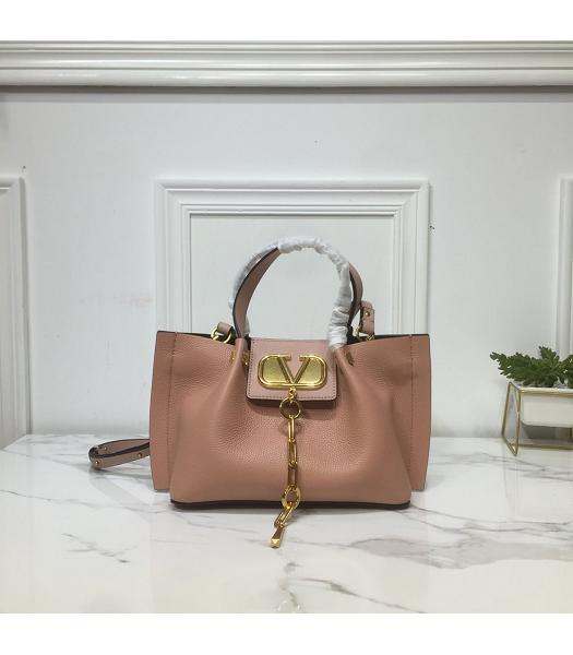 Valentino Original Calfskin Garavani Escape Small Shopping Bag Nude Pink