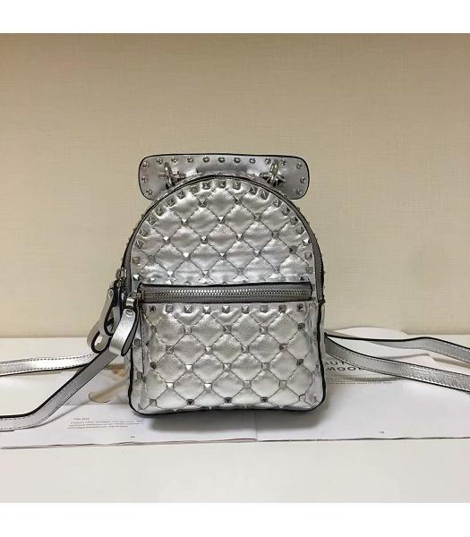 Valentino Garavani Rockstud Spike Mini Backpack Silver