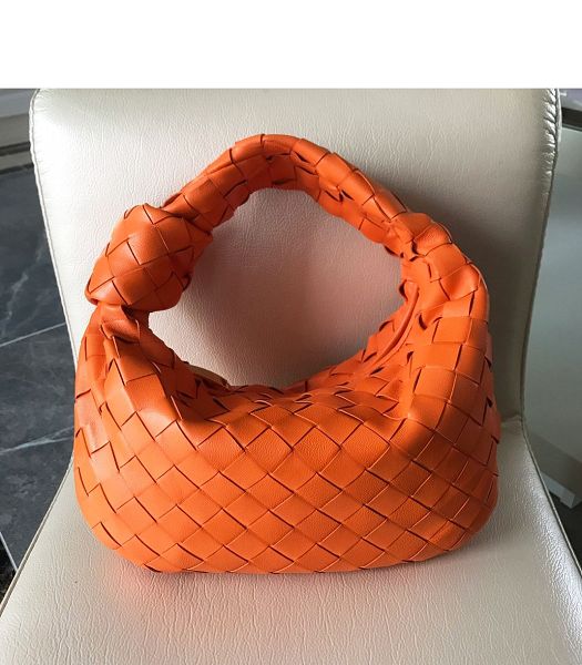 Bottega Veneta Jodie Orange Imported Weave Leather Hobo Bag