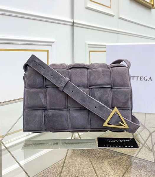 Bottega Veneta Cassette Grey Imported Scrub Cashmere Leather Golden Metal Pillow Bag