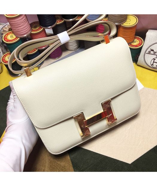 Hermes Constance 18cm Mini Bag Cream White Imported Palm Veins Leather Golden Metal