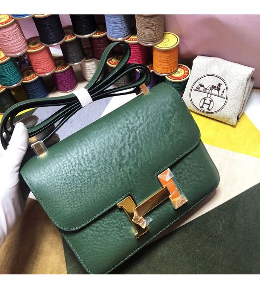 Hermes Constance 18cm Mini Bag Green Imported Palm Veins Leather Golden Metal