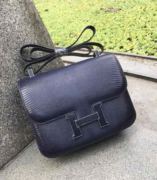 Hermes Constance 24cm Bag Dark Blue Imported Lizard Leather