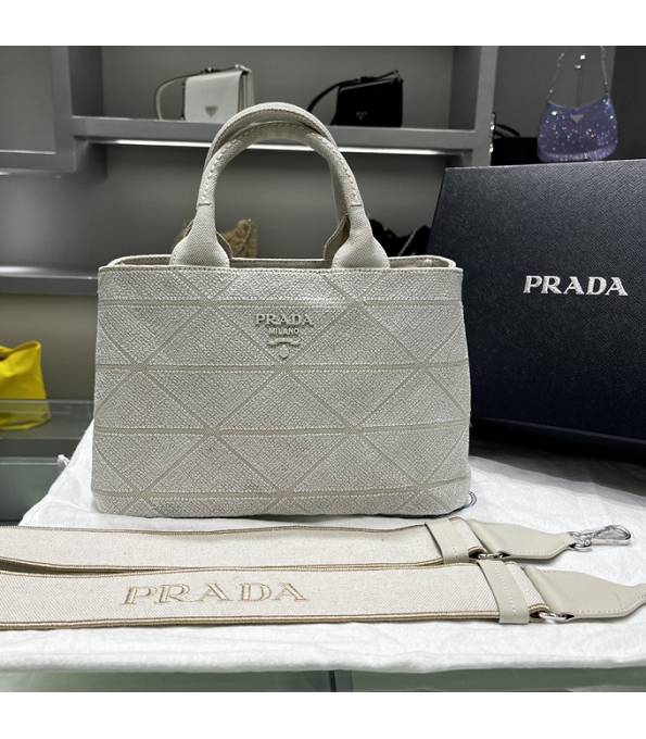 Prada Original Cotton Canvas Small Tote Bag White