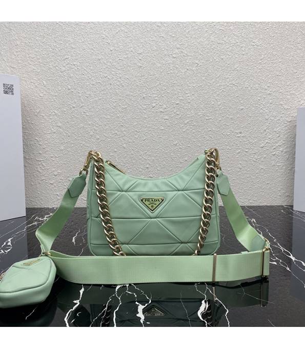 Prada Apple Green Original Calfskin Leather Golden Metal Shoulder Bag