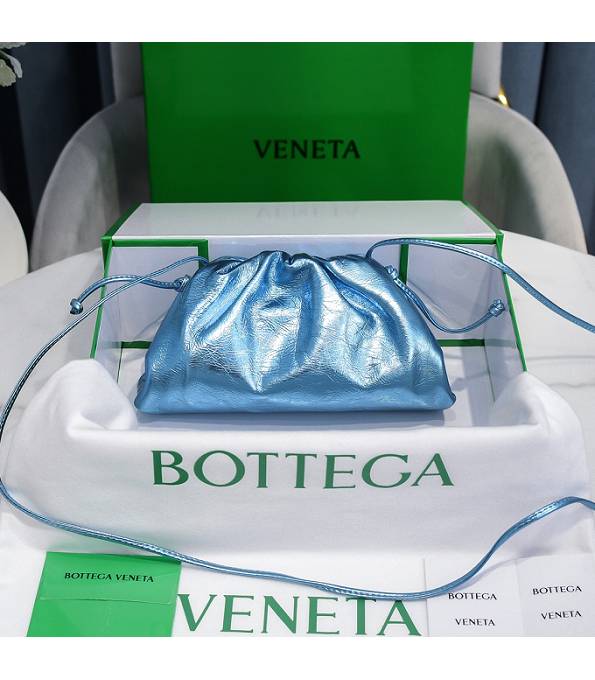 Bottega Veneta Cloud Blue Original Crack Veins Calfskin Leather Mini Pouch