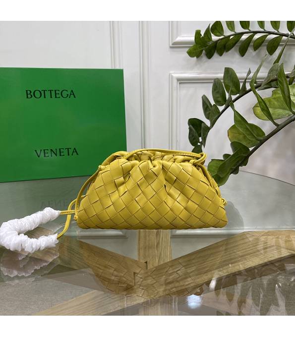 Bottega Veneta Cloud Lemon Yellow Original Weave Lambskin Leather Mini Pouch