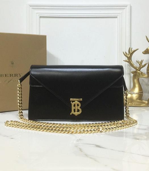 Burberry Black Original Plain Veins Leather Envelope Clutch