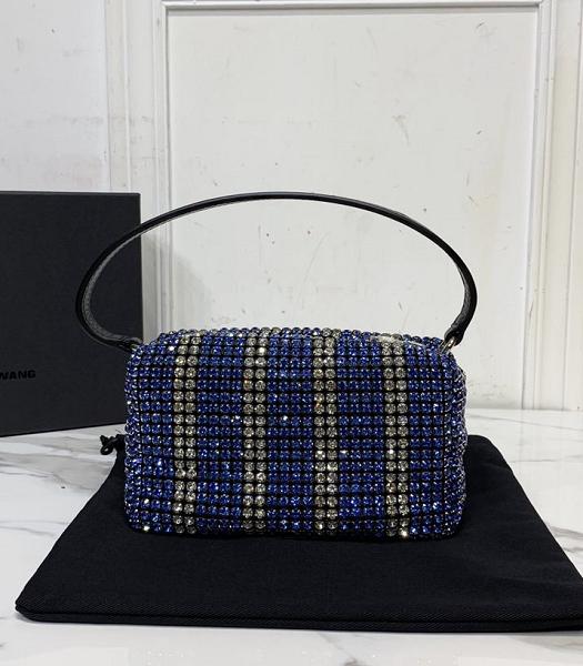 Alexander Wang Chain Mesh Black Original Real Leather Blue Rhinestone Pouch Bag