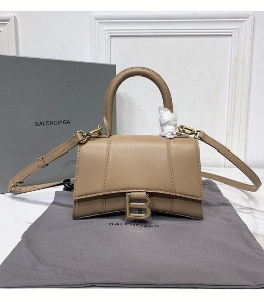 Balenciaga Apricot Plain Veins Real Leather 19cm Hourglass Bag