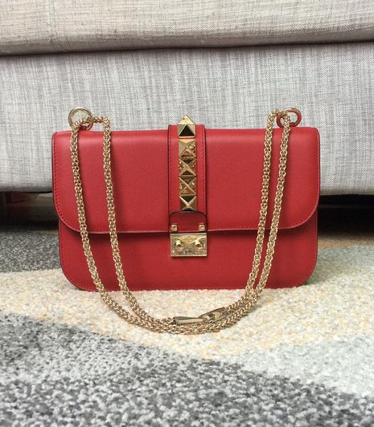 Valentino Red Original Plain Veins Real Leather 27cm Shoulder Bag