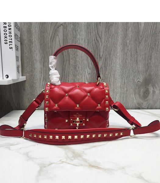 Valentino Red Original Lambskin Leather 18cm Tote Bag Golden Rivets