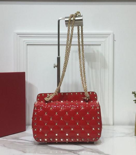 Valentino Garavani Rockstud Spike Red Original Lambskin Patent 20cm Shoulder Bag