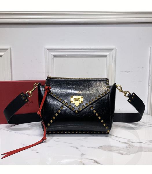 Valentino Garavani Rockstud Black Oil Wax Original Calfskin Hype Bag