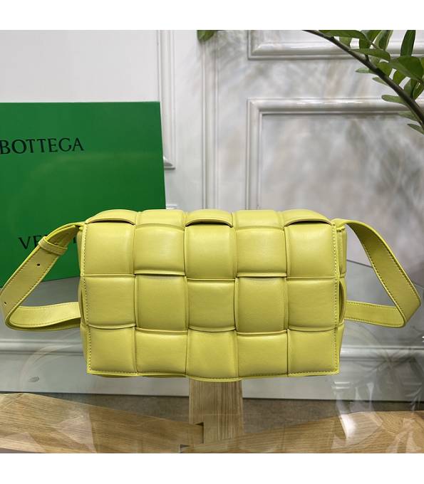 Bottega Veneta Cassette Yellow Original Lambskin Leather Golden Metal Pillow Bag