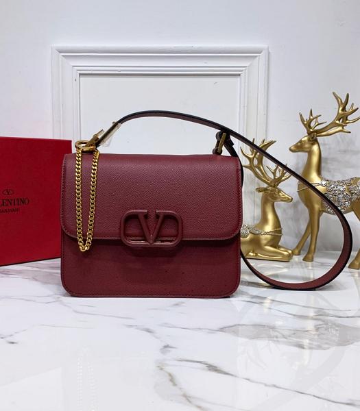 Valentino Garavani Vsling Wine Red Original Palm Veins Calfskin 22cm Box Bag