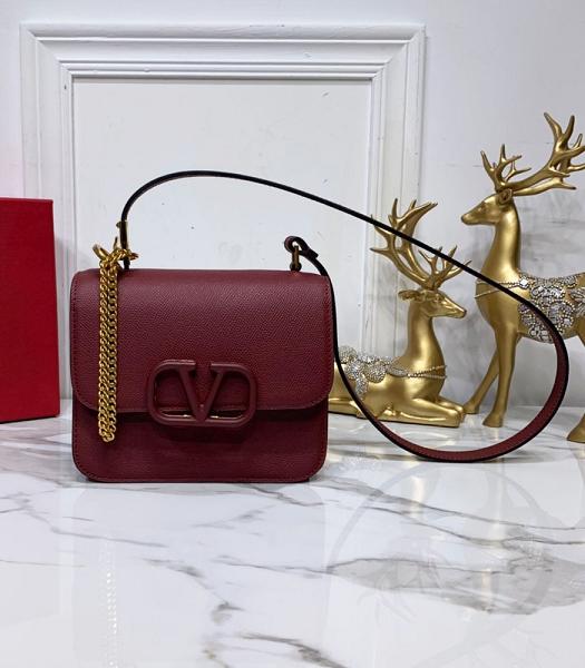 Valentino Garavani Vsling Wine Red Original Palm Veins Calfskin 18cm Box Bag