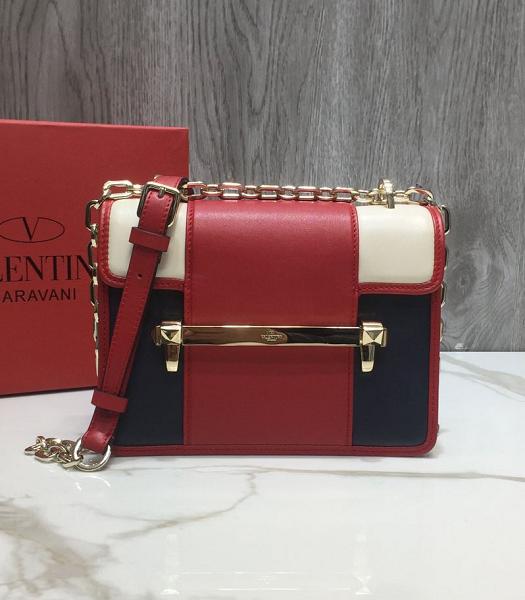 Valentino Garavani Uptown Red Original Plain Veins Calfskin Shoulder Bag